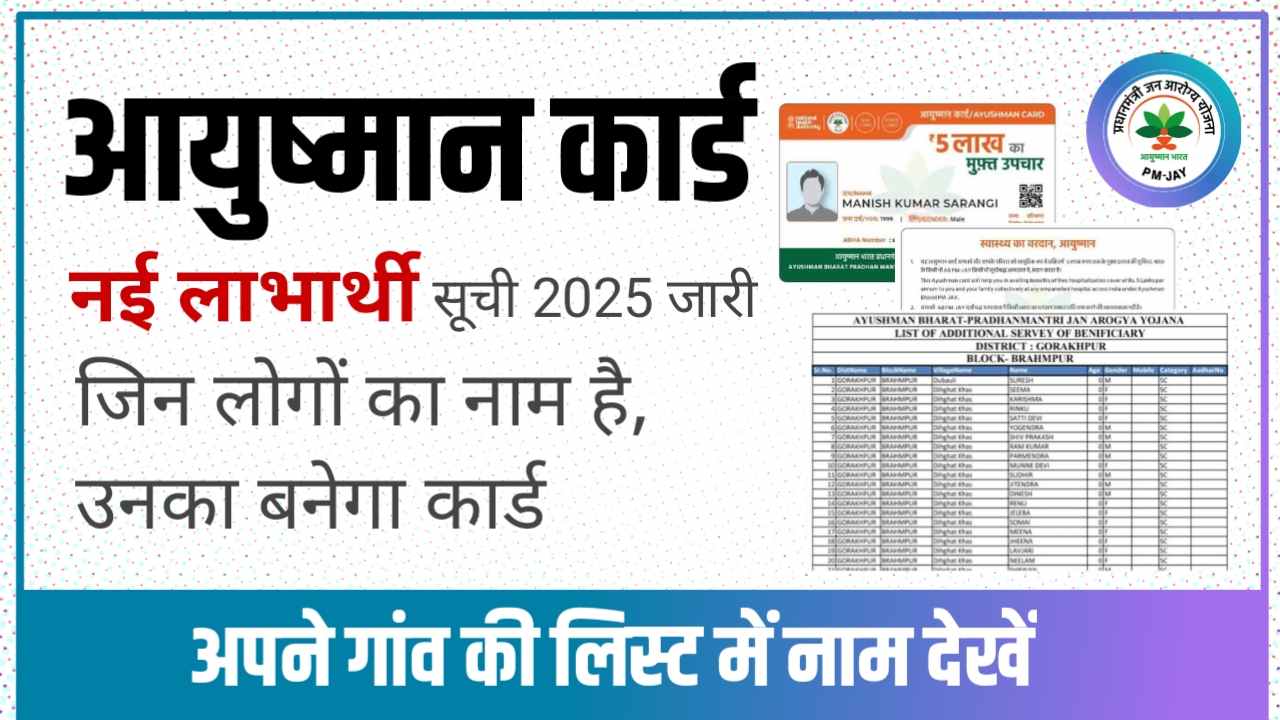 Aayushman Card Beneficiary List 2025: आयुष्मान कार्ड की नई लाभार्थी सूची जारी , देखें आपका नाम है या नहीं