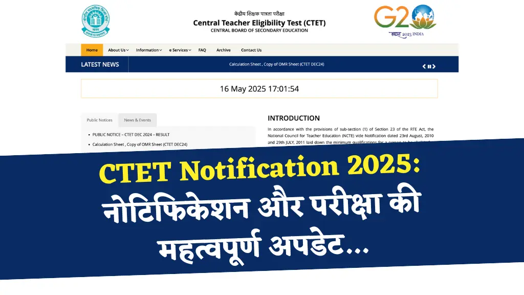 CTET Notification 2025 Out Date