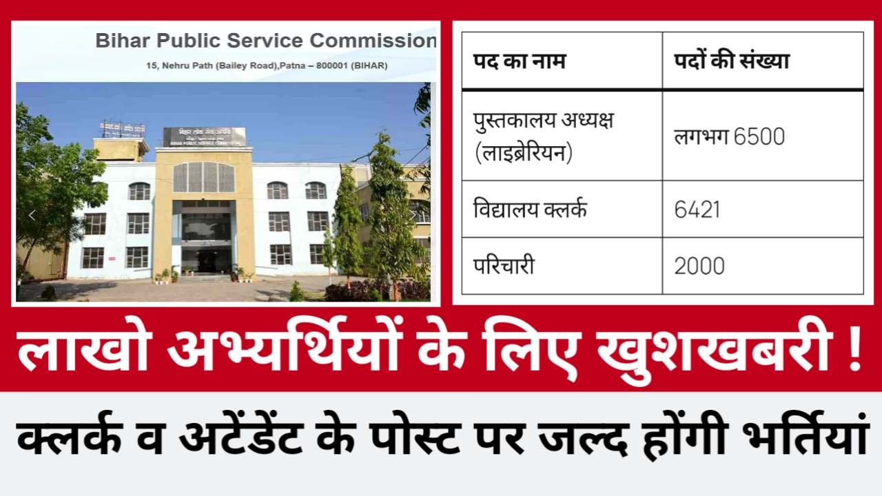 लाखो अभ्यर्थियों के लिए खुशखबरी ! बिहार में क्लर्क व अटेंडेंट के पोस्ट पर जल्द जारी होगा नोटिफिकेशन , देखें ताजी अपडेट